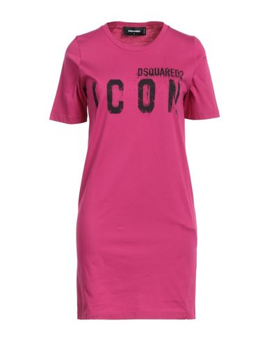 Dsquared2 Woman Short Dress Fuchsia Size L Cotton In Pink