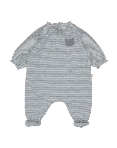 Teddy & Minou Newborn Boy Baby Jumpsuits Grey Size 3 Cotton, Acrylic, Elastane