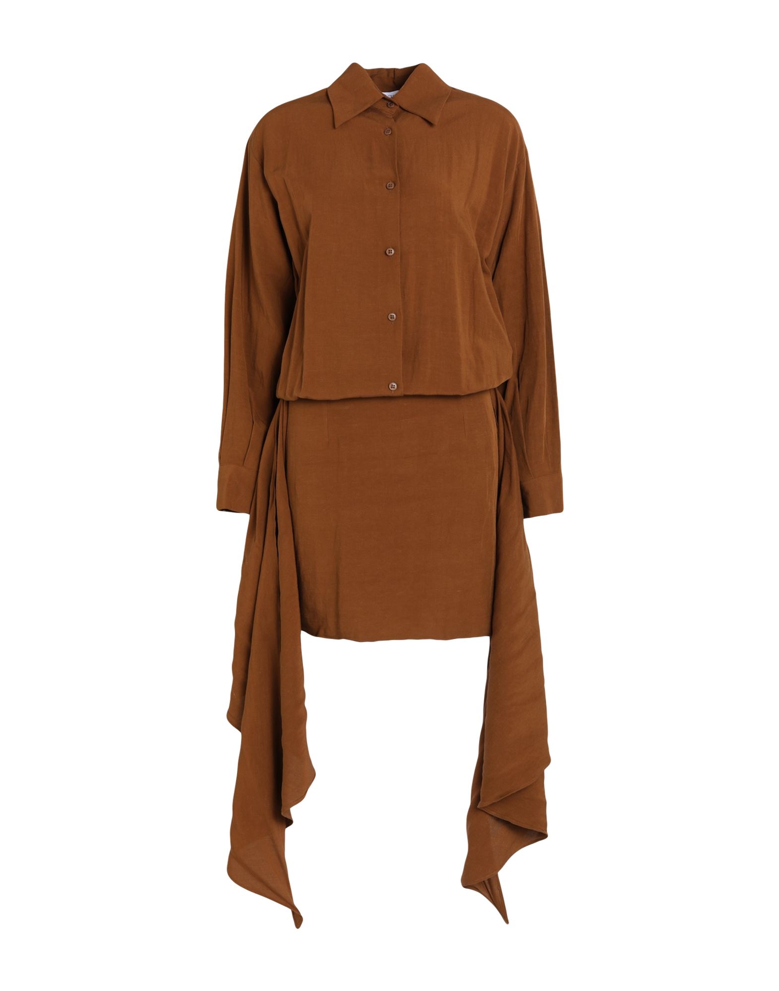 Shop Cinqrue Woman Midi Dress Brown Size M Viscose, Linen