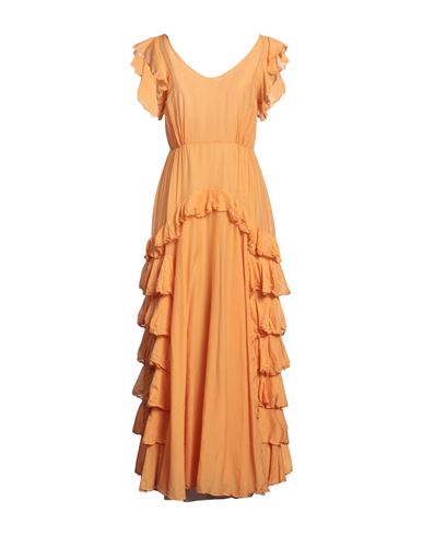 Frida Zazou Woman Maxi Dress Orange Size 6 Cotton, Silk