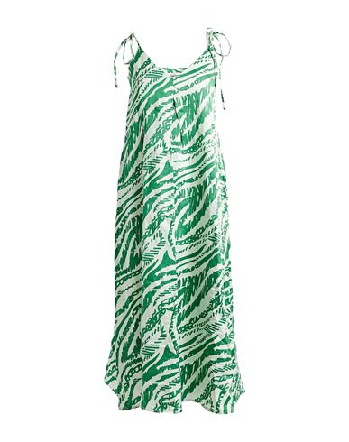 Ottod'ame Woman Midi Dress Green Size 4 Viscose, Linen