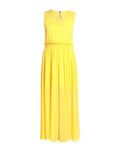Manila Grace Woman Maxi Dress Yellow Size 8 Polyester, Polyamide