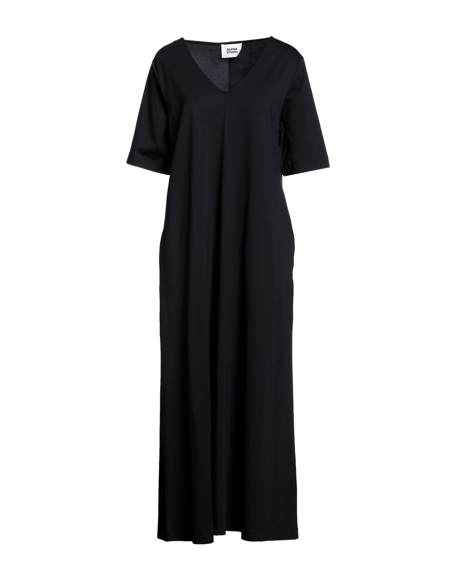 Shop Alpha Studio Woman Midi Dress Black Size 8 Cotton, Elastane