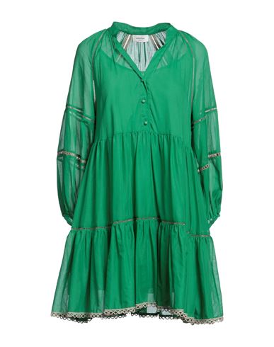 Ottod'ame Woman Short Dress Green Size 4 Cotton