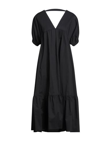 Woman Midi dress Black Size 12 Cotton, Polyamide, Elastane