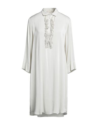 Her Shirt Her Dress Woman Midi Dress Light Grey Size S Viscose, Silk In Beige