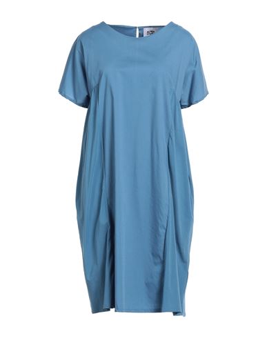 Alpha Studio Woman Short Dress Pastel Blue Size 10 Cotton, Elastane