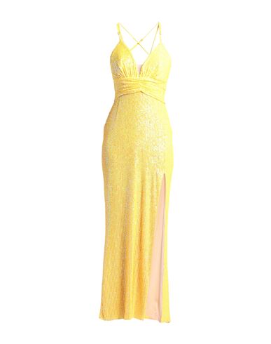 Hanita Woman Maxi Dress Yellow Size M Polyester, Elastane