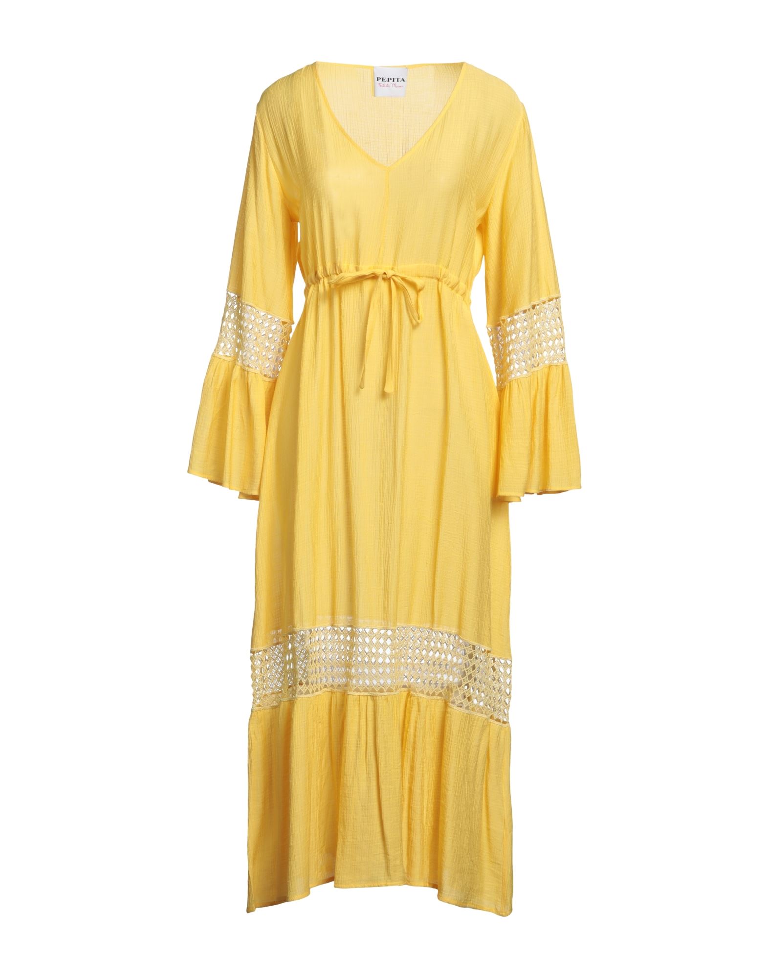Pepita Midi Dresses In Yellow