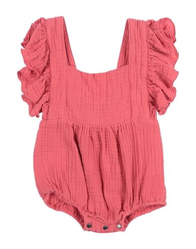 Le Petit Coco Newborn Girl Baby Bodysuit Coral Size 1 Cotton In Red