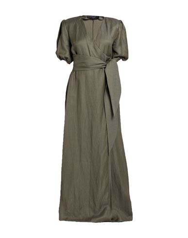 Federica Tosi Woman Long Dress Military Green Size 8 Linen, Viscose