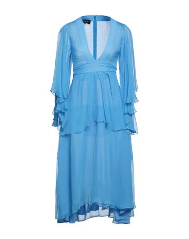 Rochas Woman Midi Dress Azure Size 0 Silk In Blue