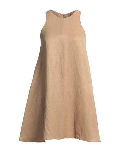H2o Italia Woman Mini Dress Sand Size Xs Viscose, Linen In Beige