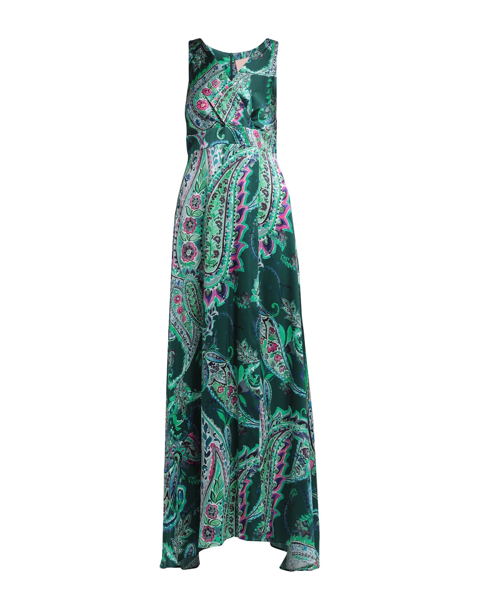 Kitagi® Kitagi Woman Maxi Dress Dark Green Size 8 Silk, Elastane
