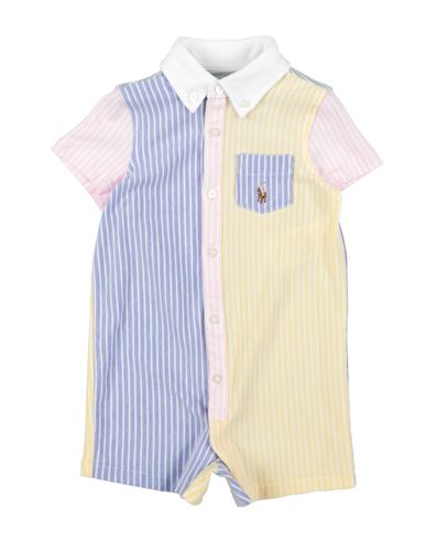 Polo Ralph Lauren Knit Oxford Fun Shortall Newborn Boy Baby Jumpsuits Light Yellow Size 3 Cotton