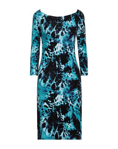 Samantha Sung Woman Midi Dress Turquoise Size 2 Cotton In Blue