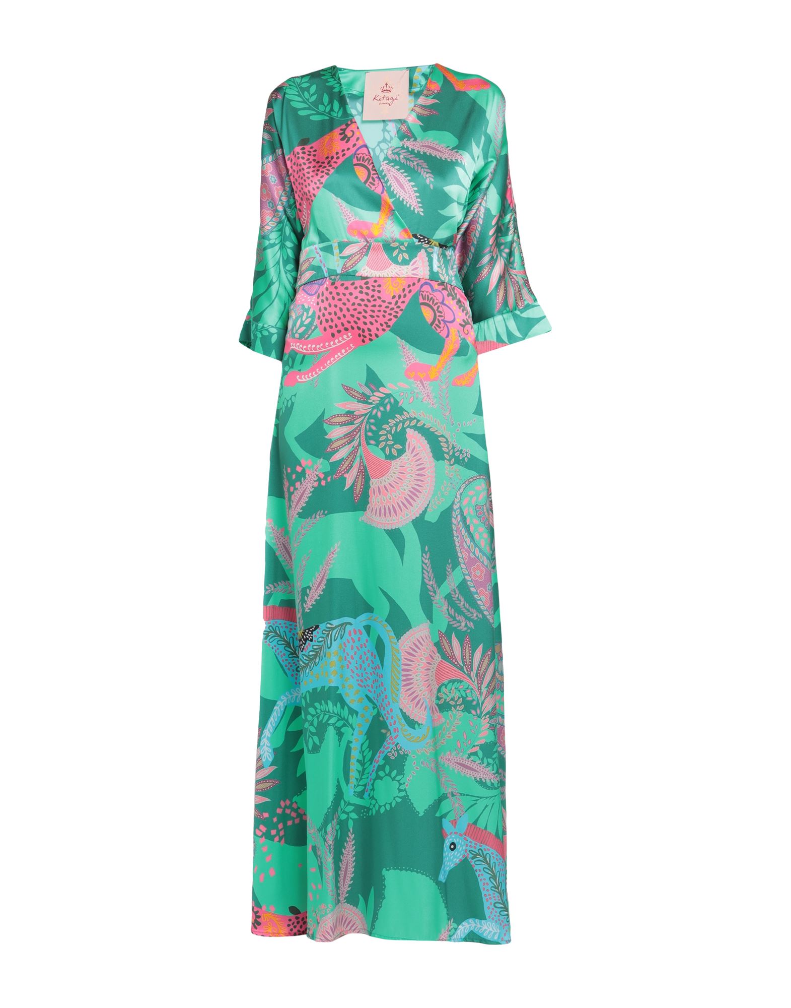 Kitagi® Kitagi Woman Long Dress Green Size 8 Silk, Elastane | ModeSens