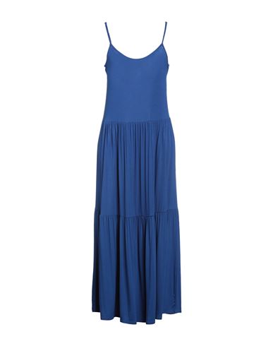 Shop Pieces Woman Midi Dress Bright Blue Size L Ecovero Viscose, Elastane