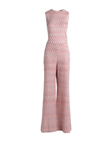 Missoni Woman Jumpsuit Pastel Pink Size 12 Cotton, Viscose, Metallic Fiber, Polyamide