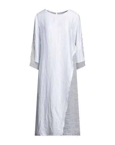 Stagni47 Woman Midi Dress White Size S Linen, Polyamide