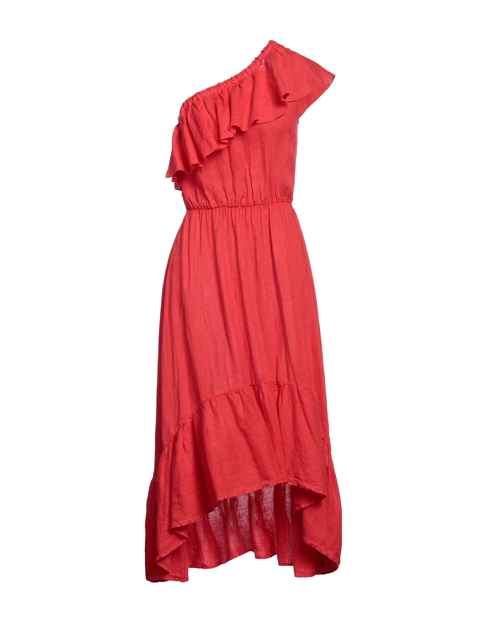 Lfdl La Fabbrica Del Lino Midi Dresses In Tomato Red