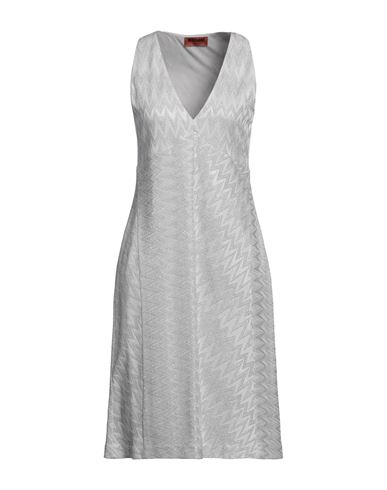 Missoni Woman Midi Dress Grey Size 8 Cotton, Viscose, Metallic Fiber, Polyamide