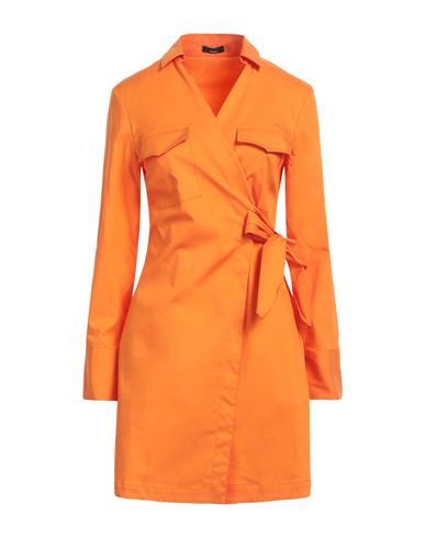 Hanita Woman Mini Dress Orange Size S Cotton, Nylon, Elastane