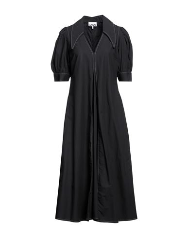 Ganni Woman Midi Dress Black Size 6 Organic Cotton