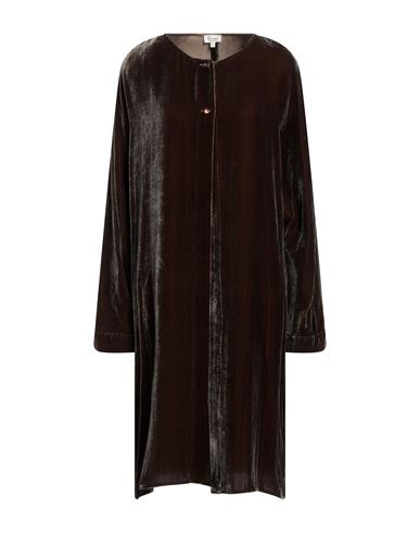 Her Shirt Her Dress Woman Overcoat & Trench Coat Brown Size S Viscose, Silk