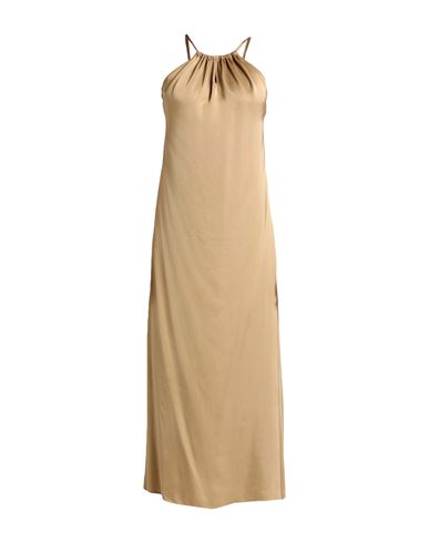Haveone Woman Long Dress Camel Size M Viscose In Beige