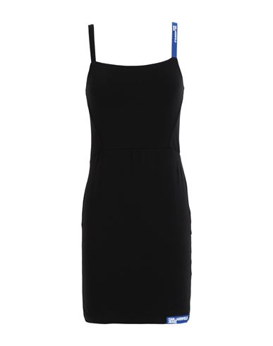 Karl Lagerfeld Jeans Klj Jersey Strap Dress Woman Mini Dress Black Size Xl Organic Cotton, Elastane