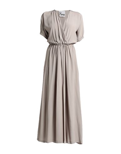 8pm Woman Maxi Dress Taupe Size S Acetate, Silk In Grey