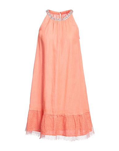 120% Woman Short Dress Salmon Pink Size 2 Linen
