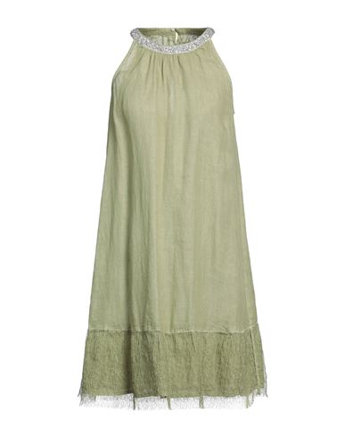 120% Woman Short Dress Sage Green Size 4 Linen