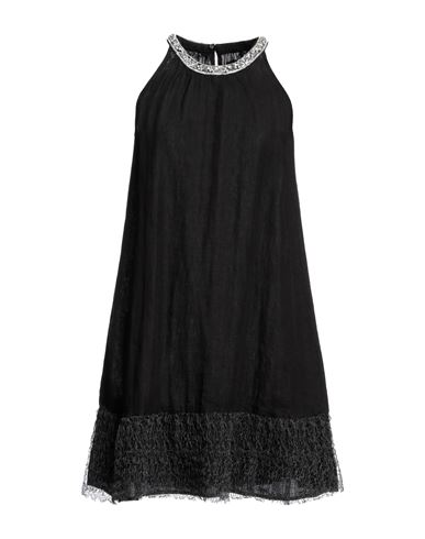 120% Woman Short Dress Black Size 4 Linen