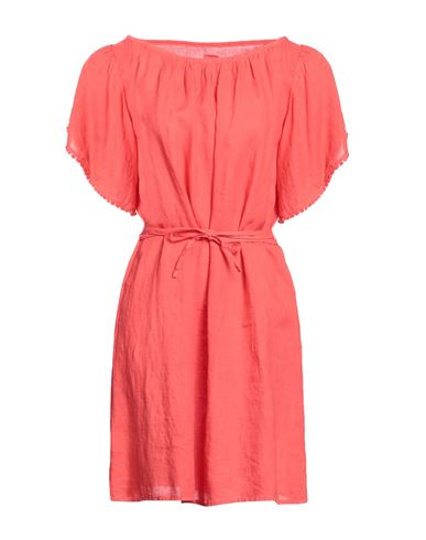 120% Woman Short Dress Orange Size 6 Linen
