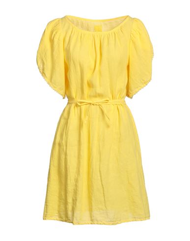 120% Woman Short Dress Yellow Size 2 Linen