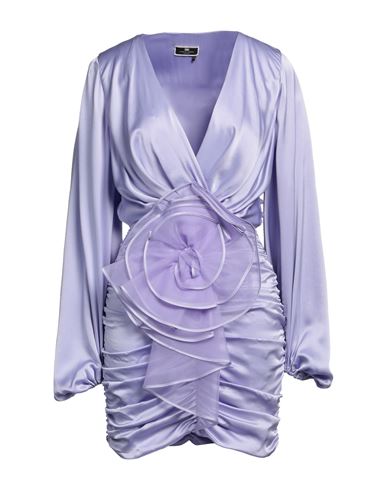 Elisabetta Franchi Woman Mini Dress Lilac Size 8 Silk, Polyester In Purple