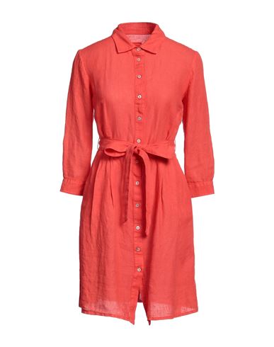 120% Woman Short Dress Tomato Red Size 2 Linen