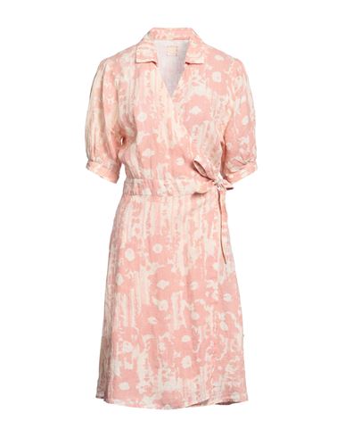 120% Woman Short Dress Blush Size 6 Linen In Pink