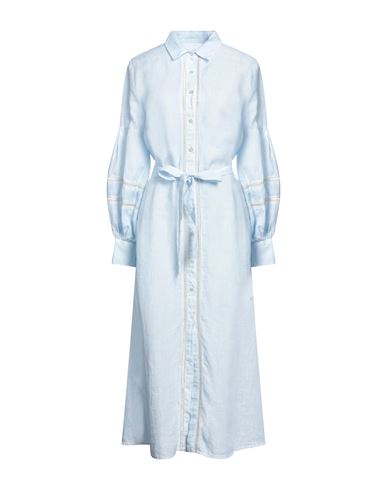 120% Woman Midi Dress Sky Blue Size 8 Linen
