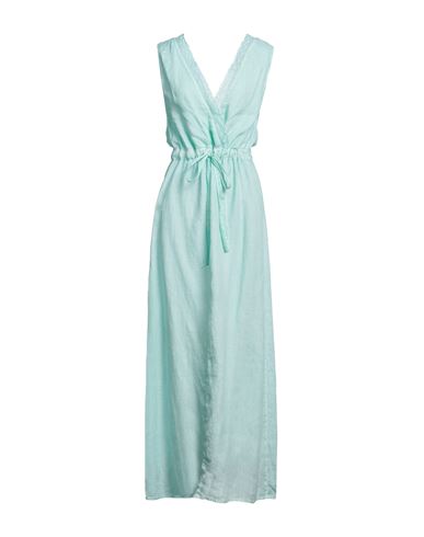 120% Lino Woman Maxi Dress Light Green Size 6 Linen, Cotton