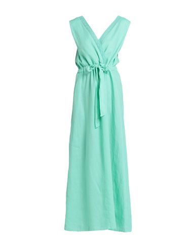 120% Lino Woman Maxi Dress Green Size 2 Linen, Cotton