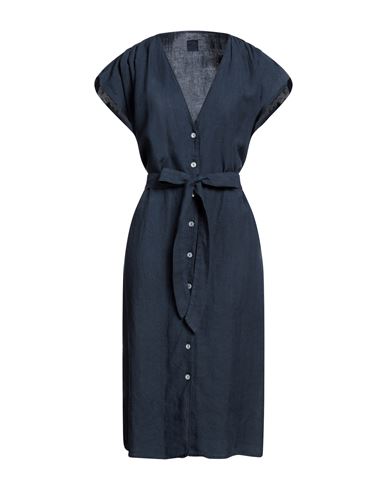 120% Woman Midi Dress Navy Blue Size 6 Linen