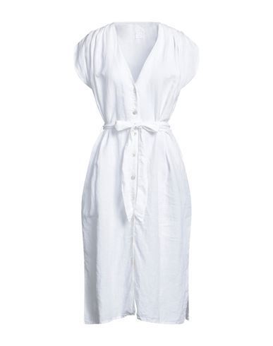 120% Woman Midi Dress White Size 8 Linen