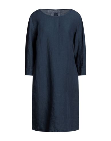 120% Woman Midi Dress Midnight Blue Size 8 Linen