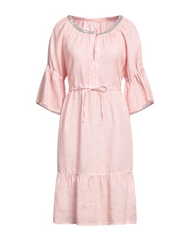 120% Woman Midi Dress Blush Size 4 Linen In Pink
