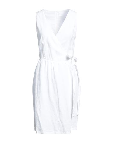 120% Woman Midi Dress White Size 2 Linen