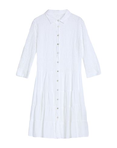 120% Woman Short Dress White Size 12 Linen