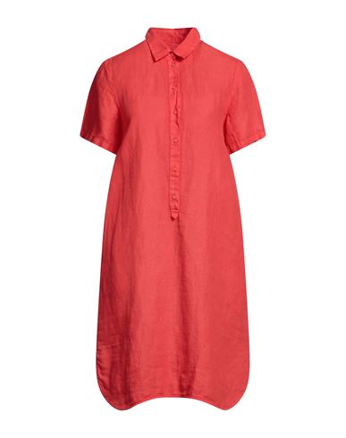 120% Woman Midi Dress Red Size 2 Linen